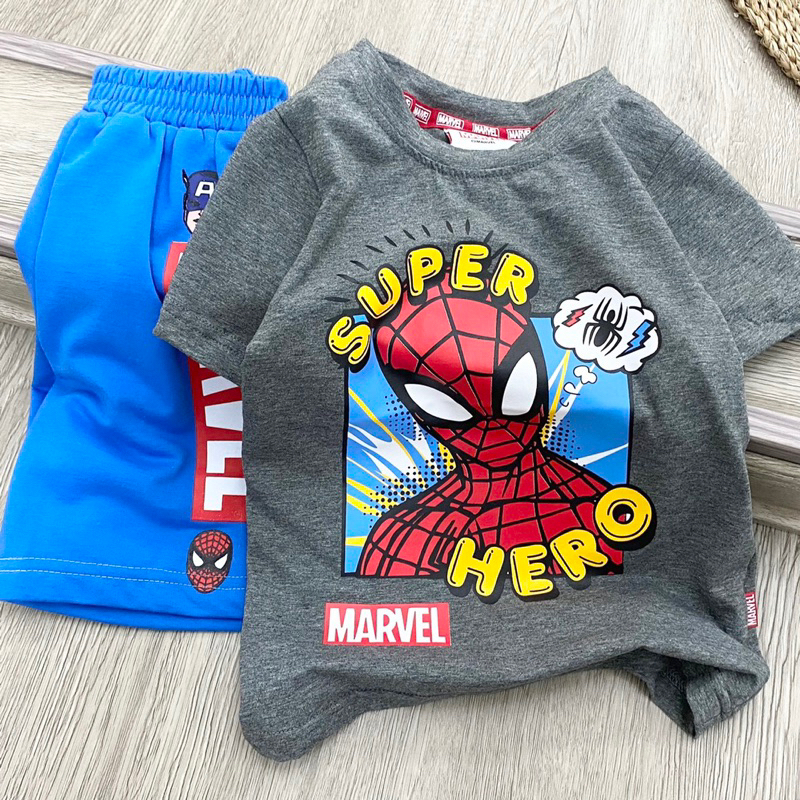 Set bộ Mar.vel Nhện ghi xanh dư xịn cho bé trai size từ 14-40 cân xw