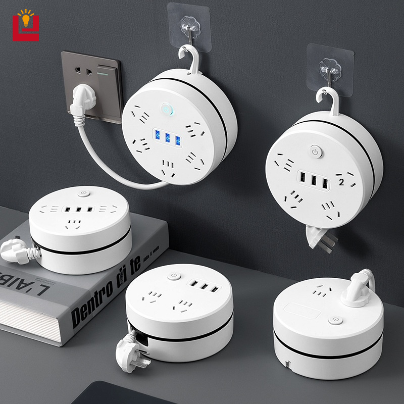 Compact Multi-Port Power Strip with 5 AC Outlets and 3 USB Ports, Wall-Mountable Design with Cable Storage, Ideal for Home and Dorm Use ราคา 109 บาท*ส่งฟรี