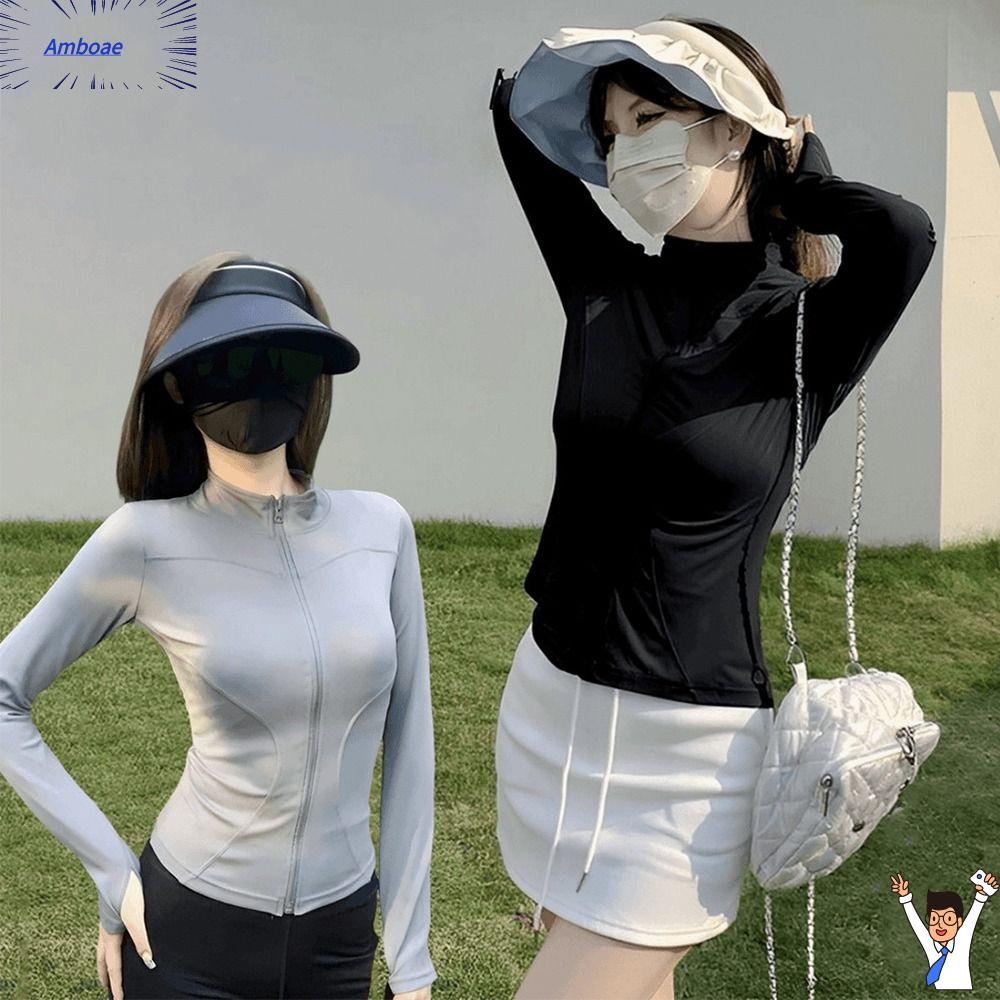 AMBOAE Lụa băng Quần Áo Chống Nắng Mùa Hè Chống nắng Thoáng khí Áo khoác nữ Ngoài trời Đạp xe Áo khoác dài tay Dành cho Nữ