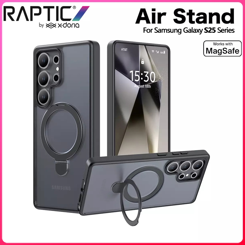 Giá đỡ không khí X Doria Rapstic Ốp nam châm cho Samsung Galaxy S25 Ultra/S25 Plus/S25 bậc quân sự Đã thử nghiệm thả rơi tích hợp vào chân đế chống sốc bảo vệ chống vân tay Ốp mờ mỏng