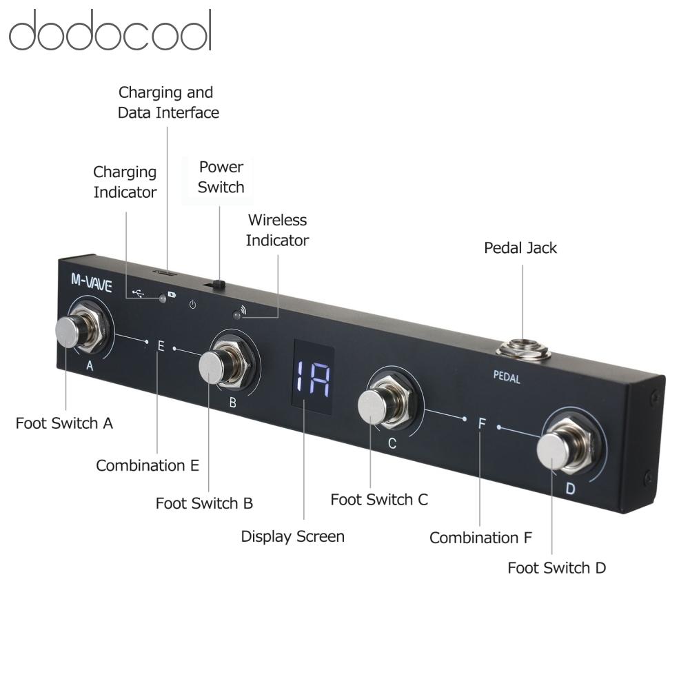 Dodocool Bộ điều khiển MIDI không dây ERYUE BT Bộ điều khiển MIDI không dây M-VAVE Chocolate BT có thể sạc lại 4 nút Bộ điều khiển chân MIDI di động Bàn đạp điều khiển APP
