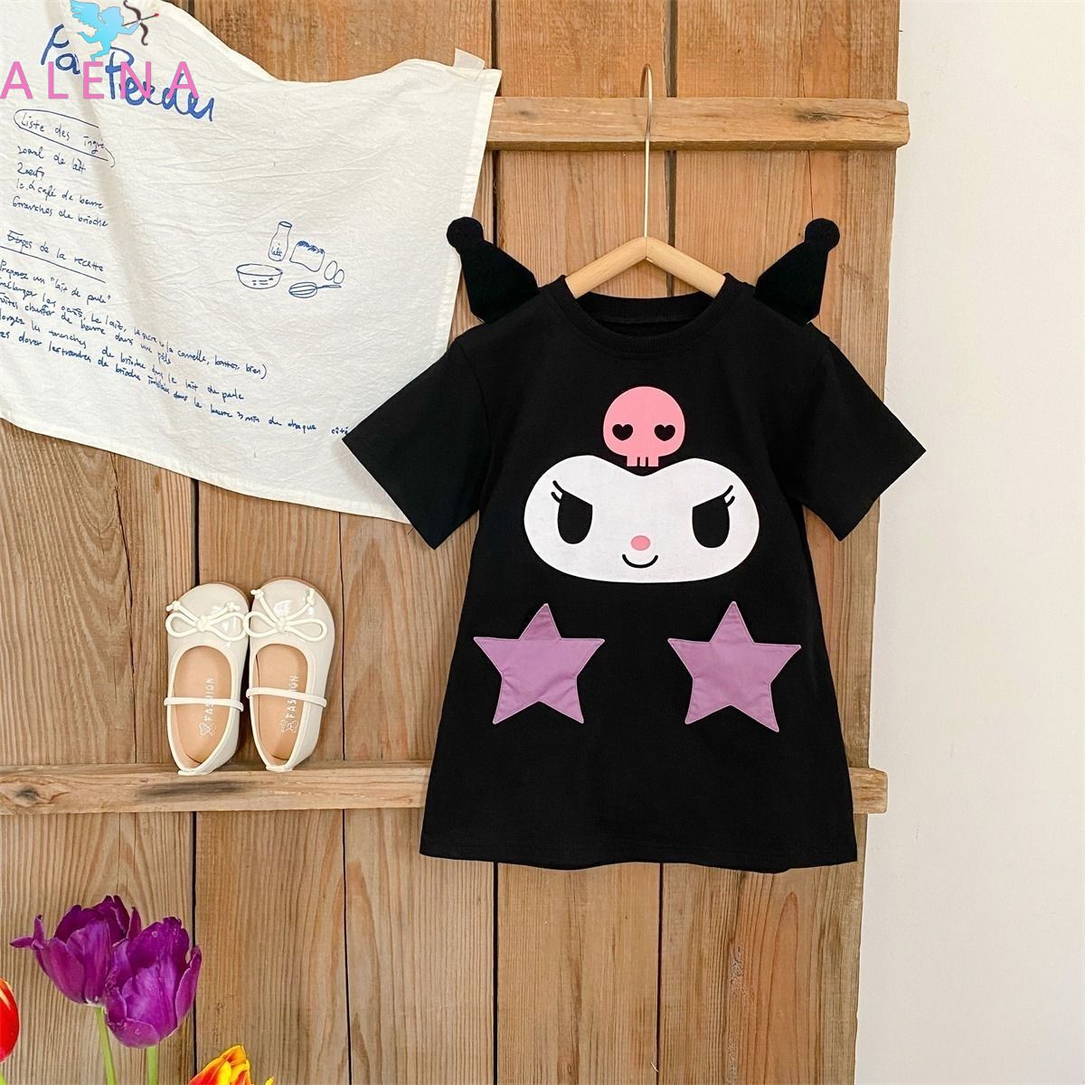  ALENA 🧡🧡🧡Hàng Hot Váy Công Chúa Sanrio Kuromi Bé Gái Mùa Hè Dễ Thương Phim Hoạt Hình Ba Chiều Váy Ngọt Ngào 