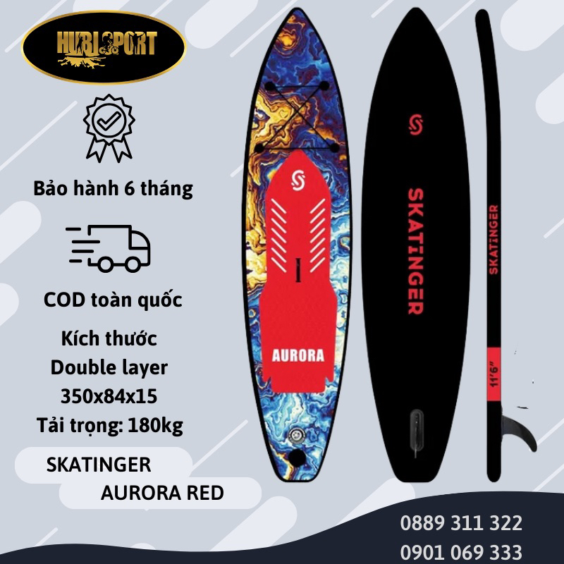 Aurora red 11' double layer/2 lớp- skatinger - thuyền sup / ván chèo đứng bơm hơi