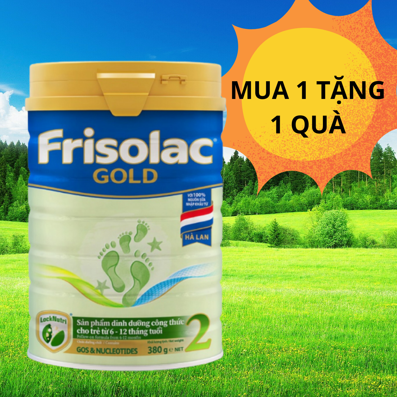 Sữa Frisolac Gold 2 850g Dành cho trẻ 6-12 tháng tuổi. Kèm quà tặng hấp dẫn