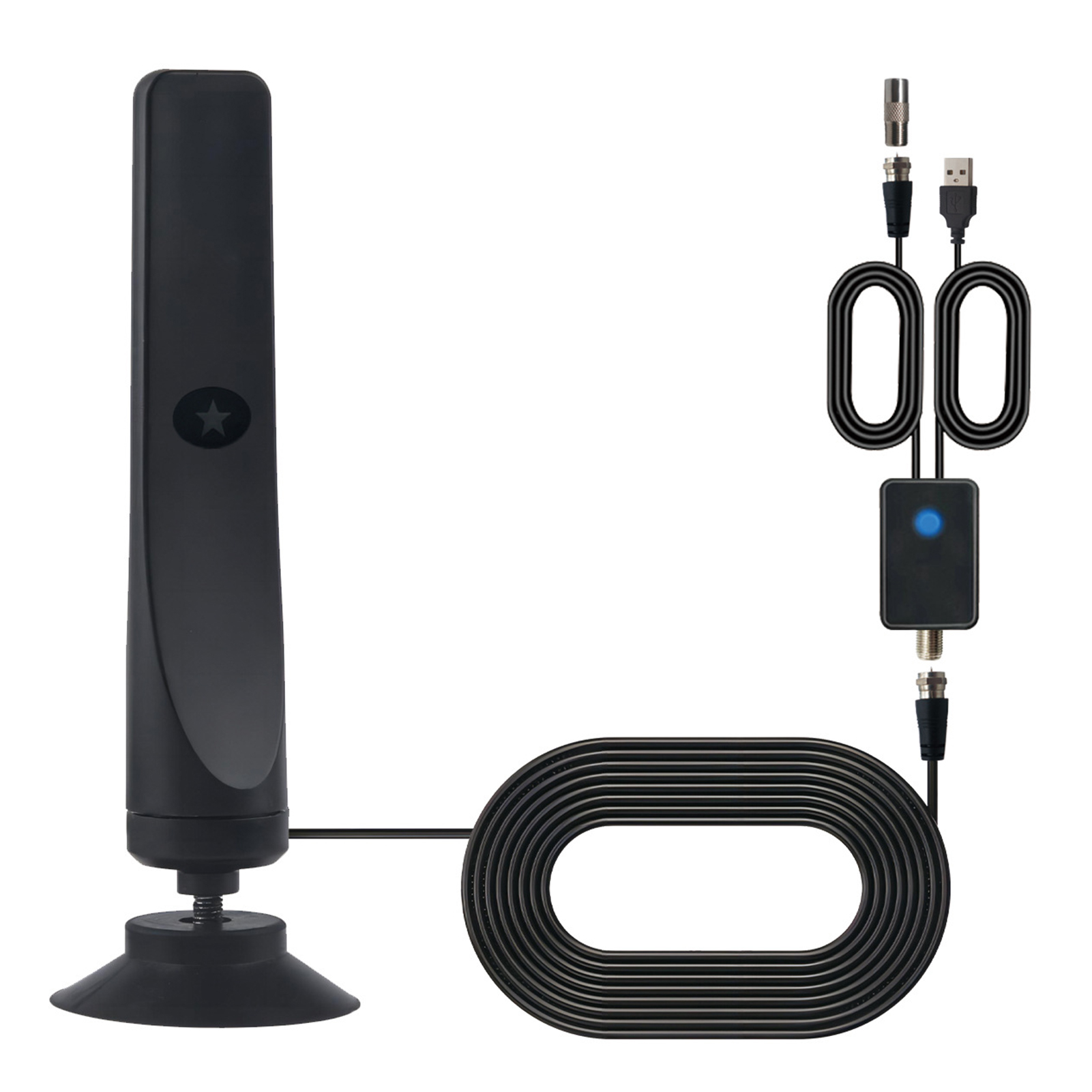 Valeriee khuếch đại cao ăng-ten TV núm hút cao su ăng-ten TV HD siêu nét trong nhà/Ăng ten TV ngoài trời ăng-ten TV Tăng tín hiệu của bạn miễn phí kênh địa phương phạm vi 50 dặm dễ dàng cài đặt hoàn hảo