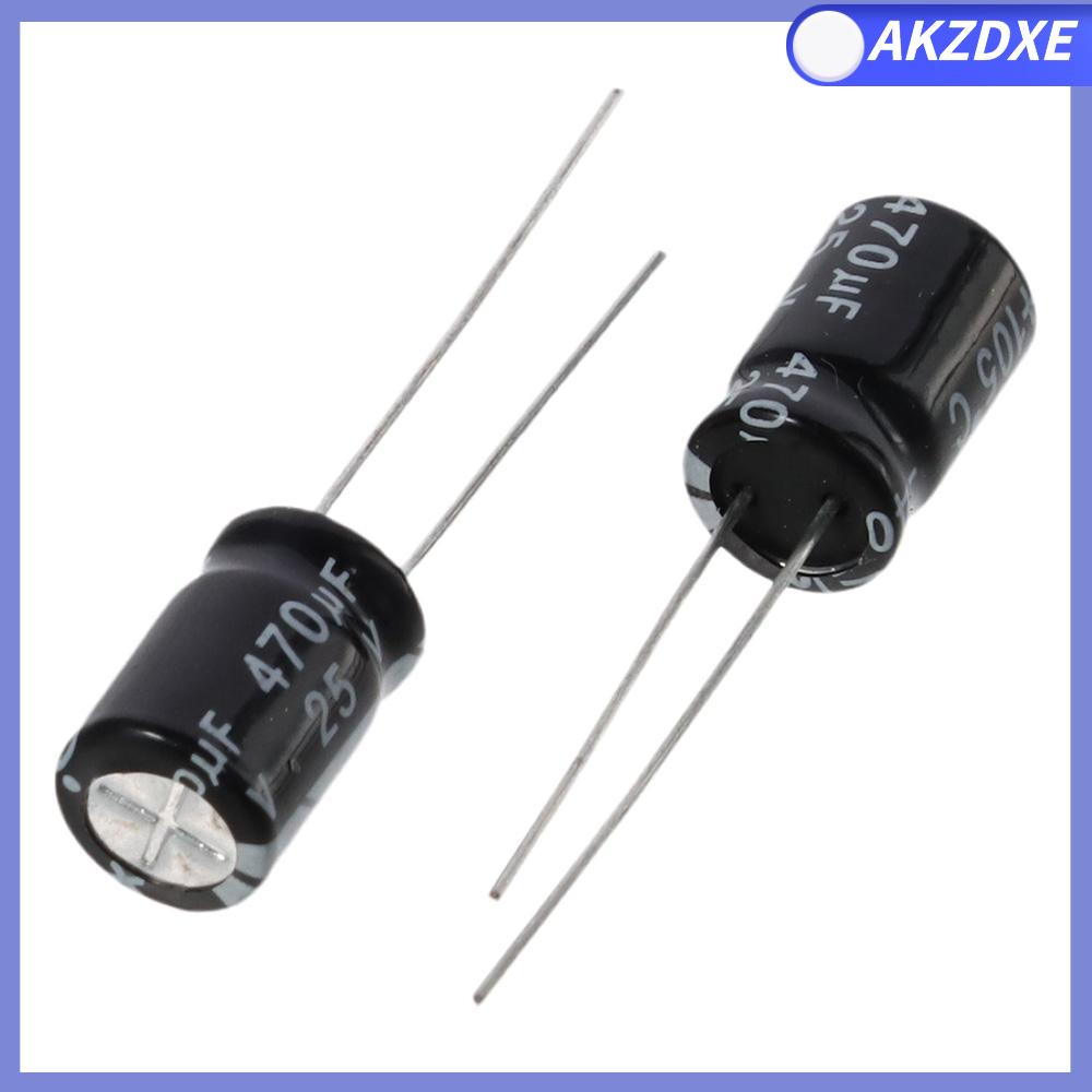 AKZDXE Dây dẫn xuyên tâm Tụ điện phân cực 25V 470uF Nhôm Tụ điện điện phân Ứng dụng rộng rãi -40 ~ + 105C