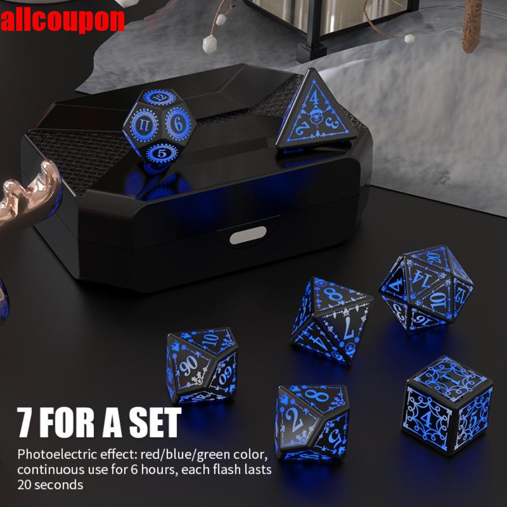 YUDESHUI 7Pcs/set เรืองแสงอิเล็กทรอนิกส์ส่องสว่าง ชุดลูกเต๋า LED DND ดันเจี้ยนและมังกร ชาร์จใหม่ได้ ลูกเต๋าหลายด้าน เปิดใช้งานการเคลื่อนไหว ลูกเต๋าเกมตาราง ผู้ใหญ่และผู้ใหญ่ ราคา 751 บาท*ส่งฟรี