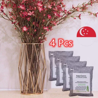 [SG Seller] 4PC Activated Bamboo Charcoal Bag Odor Remover 200gx4, Air Purifying Bags for Home, Car, Closet, Shoes