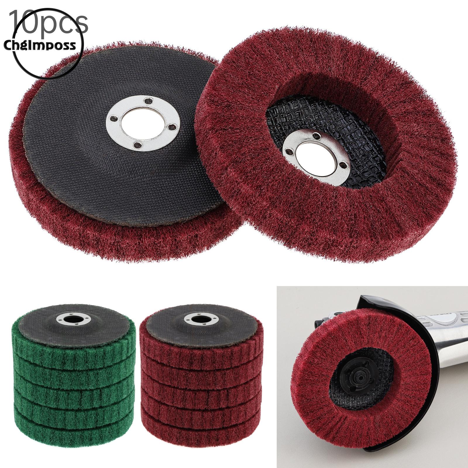 ChgImposs 10 pcs Nylon Fiber Grinding Polishing Pad 10 cm x 1.6 cm 180 / 320 Grain Stainless Steel Brushing Wheels ราคา 308 บาท*ส่งฟรี