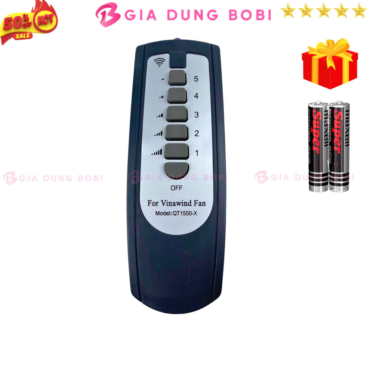 Điều khiển quạt trần điện cơ thống nhất VINAWIND 5 cánh Remote quạt VINAWIND QT-1500X - tặng kèm pin