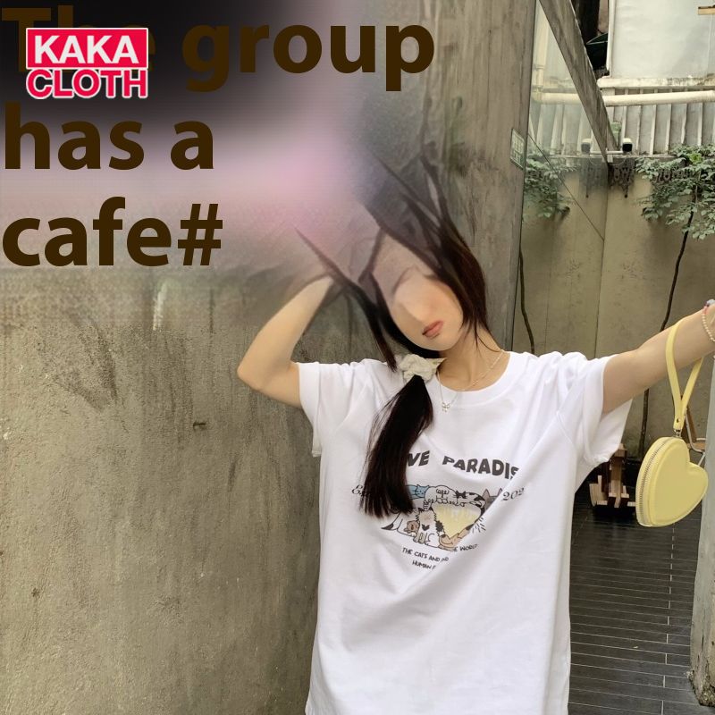 KAKACLOTH Women's Top Cartoon Printed Loose T-shirt