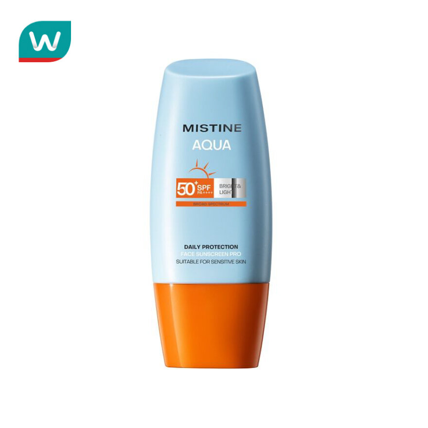 Mistine Aqua Base Daily Protection Bright Light Face Sunscreen Pro SPF50+ PA++++ 40M ราคา 319 บาท*ส่งฟรี