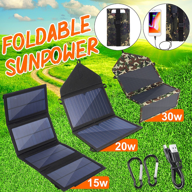 15W 5V Portable Foldable Solar Panel Monocrystalline Folding Waterproof Charger Sun Power Bank for P
