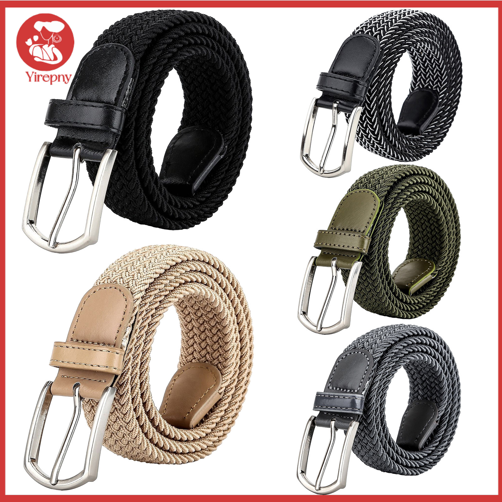 yncwkcb Canvas Woven Elastic Belt Elastic Fabric Belt Men's Elastic Belt with Metal Buckle Perfect for Jeans and Pants Durable and Trendy Design ราคา 174 บาท*ส่งฟรี
