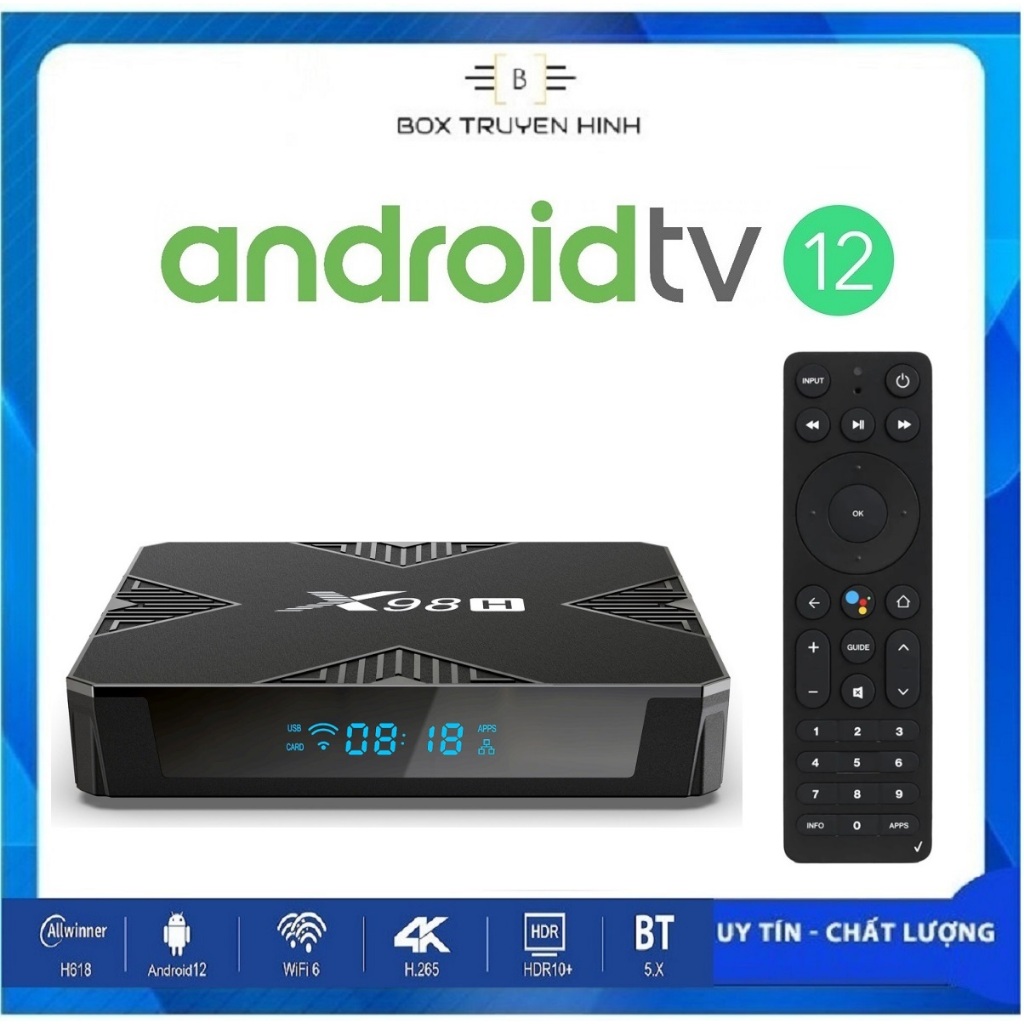 Android Box X98H New, Android TV 12, Remote voice, Ram 4GB, Rom 32GB, Wifi 6, Bluetooth 5.0