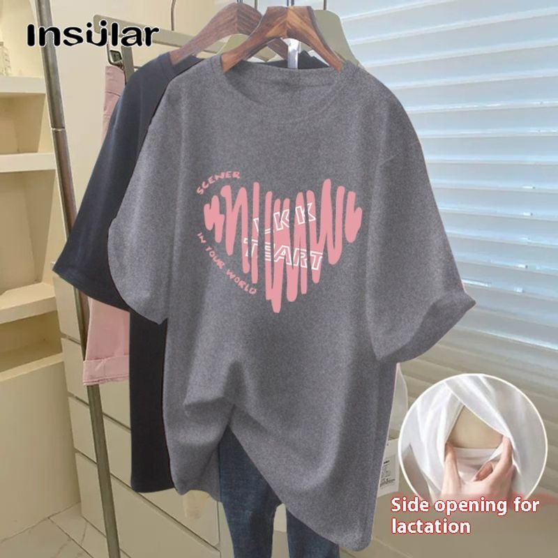Insular Maternity Nursing T-Shirt with Hidden Side Opening for Summer Outdoors ราคา 133 บาท*ส่งฟรี