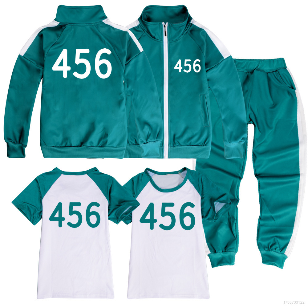 L91 Pg Squid Game 456 áo khoác quần Áo thun vải cosplay cho trẻ em đồ thể thao L MC136