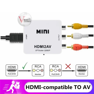 HDMI Compatible to RCA Converter AV/CVSB L/R Video Box HD 1080P HDMI to AV Support NTSC PAL Output HDMI To AV