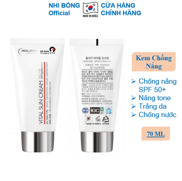 Kem Chống Nắng Nâng Tone Holikey Hàn Quốc Vita Sun Cream W/OTYPE SPF50/PA++++ giúp bảo vệ da trắng da & chống oxy hóa 70ml
