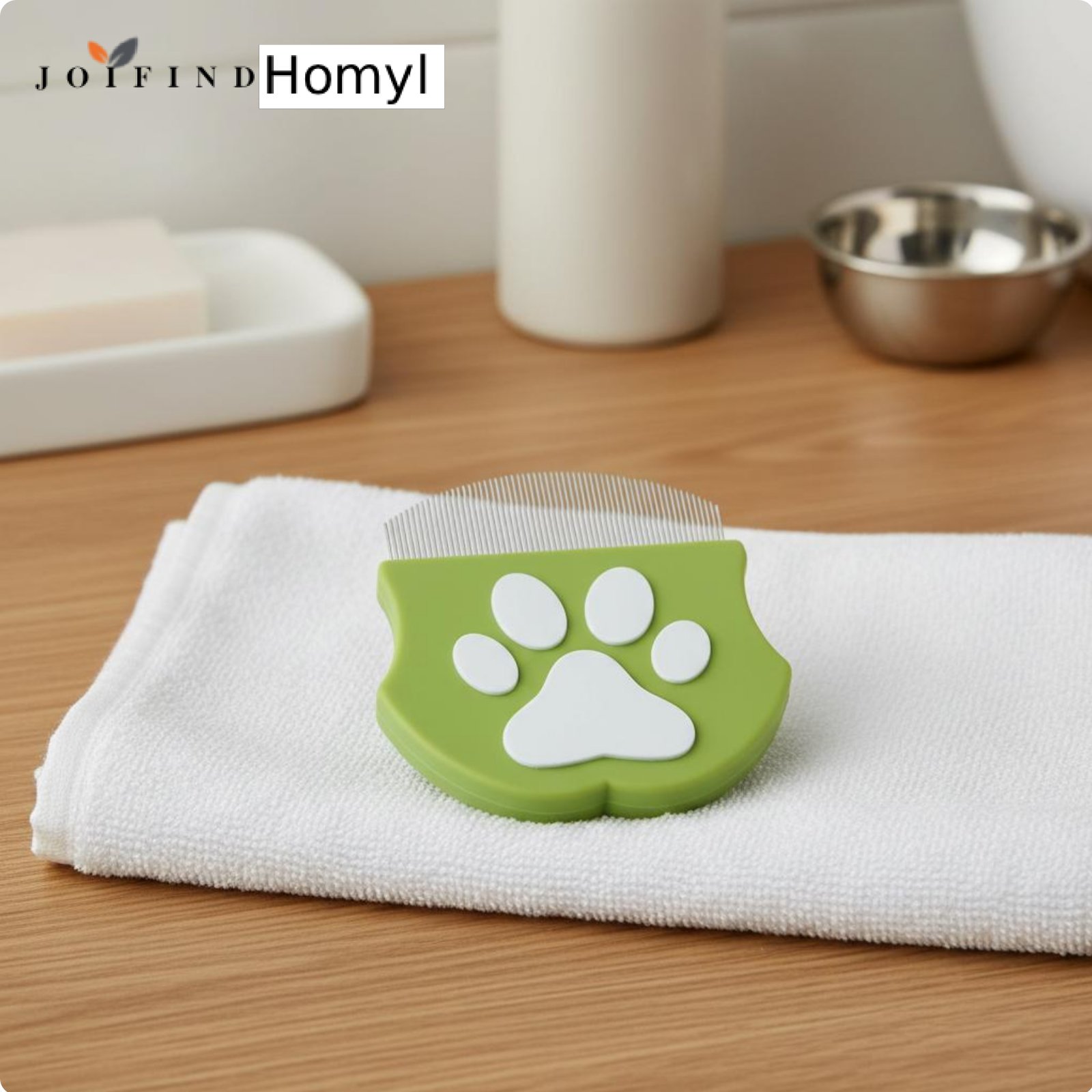 Homyl Fine-Toothed Pet Face Comb Rounded Pinheads Feline Tear Stain Comb Curved Design Grooming Tool Non-Slip Handle for Dogs, Cats, Small Pets ราคา 153 บาท*ส่งฟรี