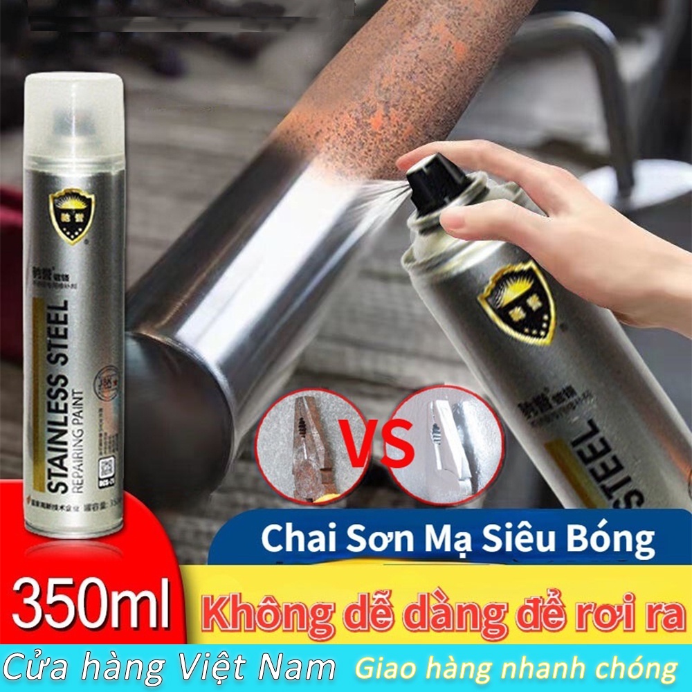 Sơn Bạc Mạ Crom Sơn Xịt Mạ Chrome Sáng Bóng, dụng tích 350ml - Xịt được tất cả đồ vâth bao gồm Nhựa, Sắt, Gỗ, Xịt đến đâu bóng đến đó