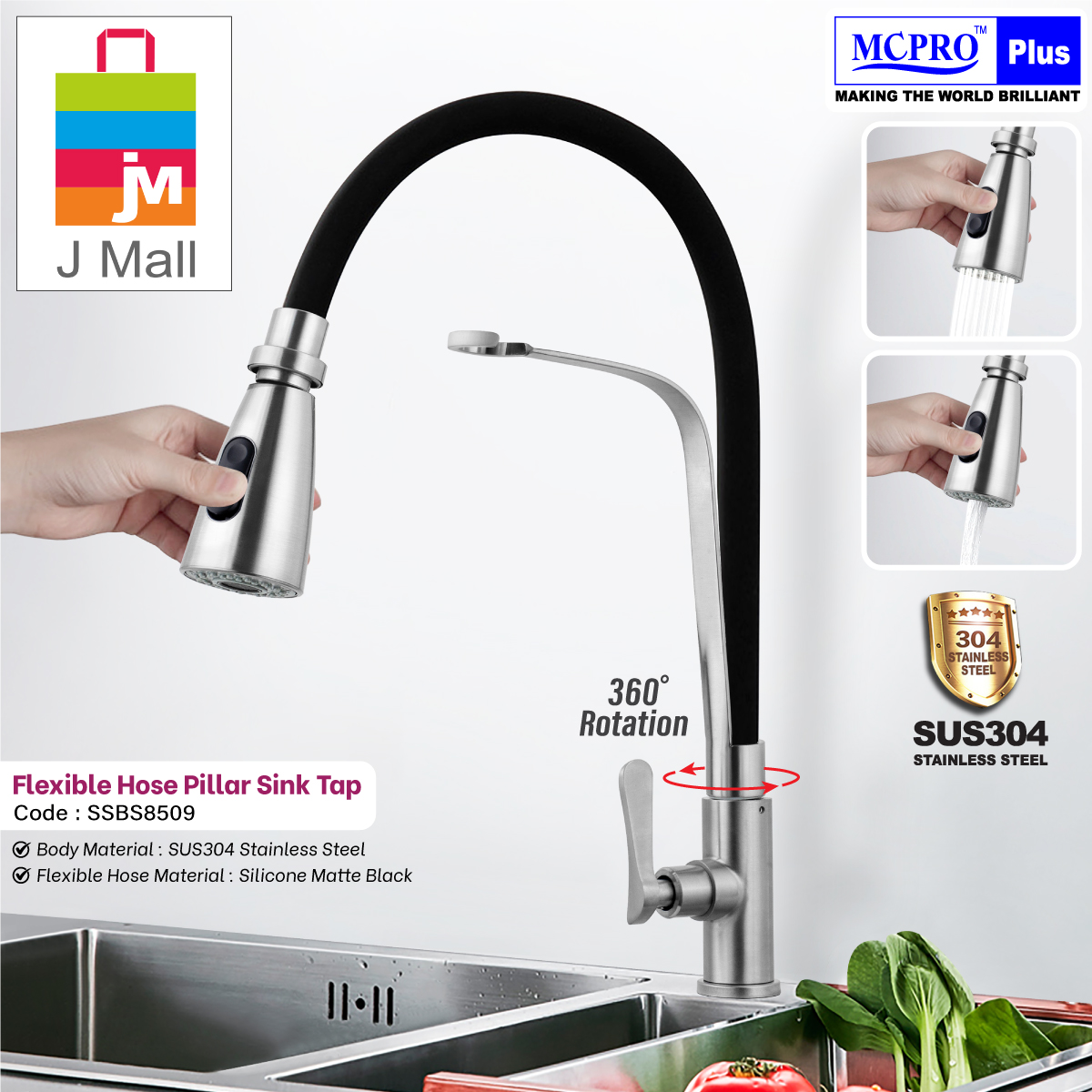 Replacement Pull-Out Faucet Hose Kit – G1/2 1.5m Flexible PVC Hose With 360° Rotation For Kitchen & Bathroom Sinks, Anti-Rupture