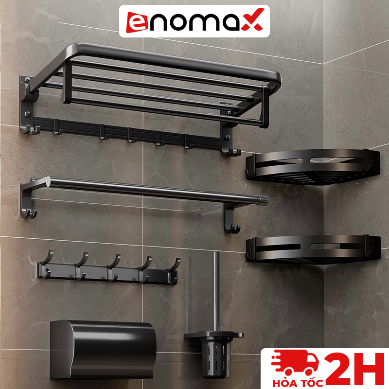 Kệ nhà tắm Enomax để đồ đa năng tiện lợi treo tường, đựng mỹ phẩm, dầu gội, lắp đặt dán tường hoặc khoan tường, bảo hành 10 năm