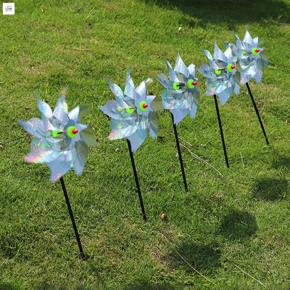 LITUILI Ngoài trời Lấp lánh Xua đuổi Spinner Holographic Phản quang Chim Blinder Chim Không Thấm Cối Xay Gió Pinwheel