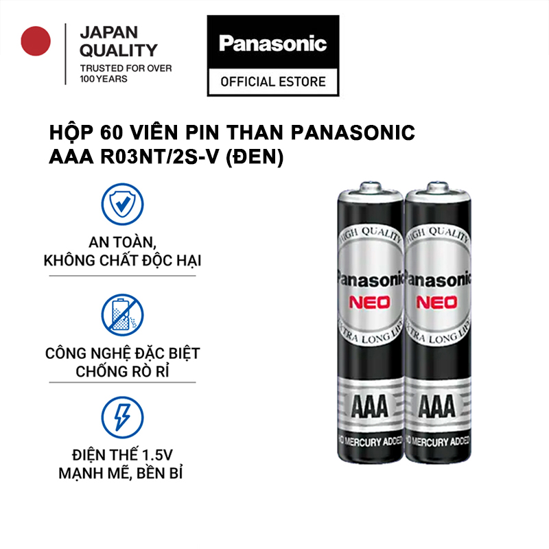 Hộp 60 viên Pin Than Panasonic AAA R03NT/2S-V (Đen) – Hàng Chính Hãng