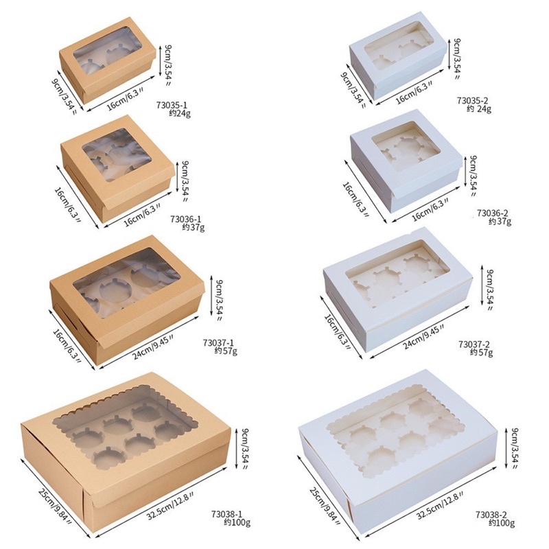 Hộp đựng bánh Cupcake 2/4/6/12ngăn