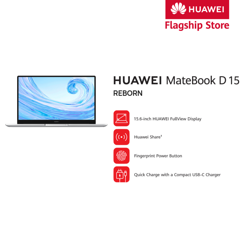 HUAWEI MateBook D15 (8GB RAM / 256GB SSD + 1TB HDD / AMD Radeon Vega 8 / 15.6 Screen)