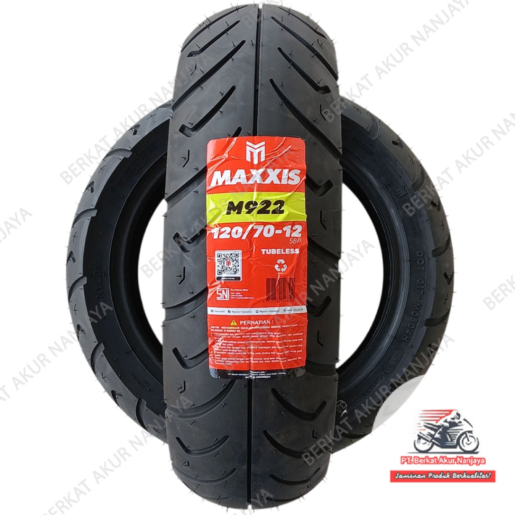 Maxxis M922 120/70-12 Automatic Motorcycle Tire Tubeless Bonus Valve Harga 459,000 rupiah*Gratis Ongkir
