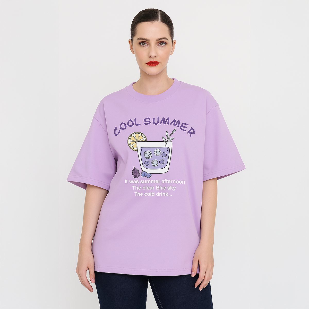 Purple Half Sleeve Cotton T-Shirt for Men & Women with DTF Print – Soft & Comfortable Summer Wear