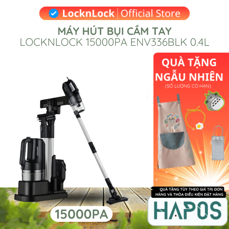 Máy hút bụi LocknLock 0.4L, 400W, 220V, 50Hz - Màu đen ENV336BLK (có dây) - HAPOS OFFICIAL