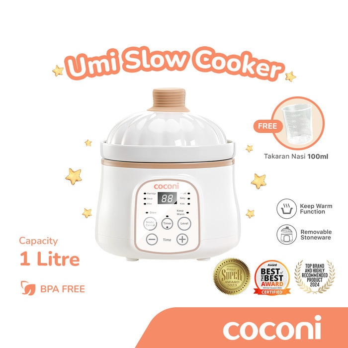 COCONI Umi Slow Cooker 1L | Slow Cooker Alat Masak Makanan Bayi Digital Alat Masak MPASI Bayi