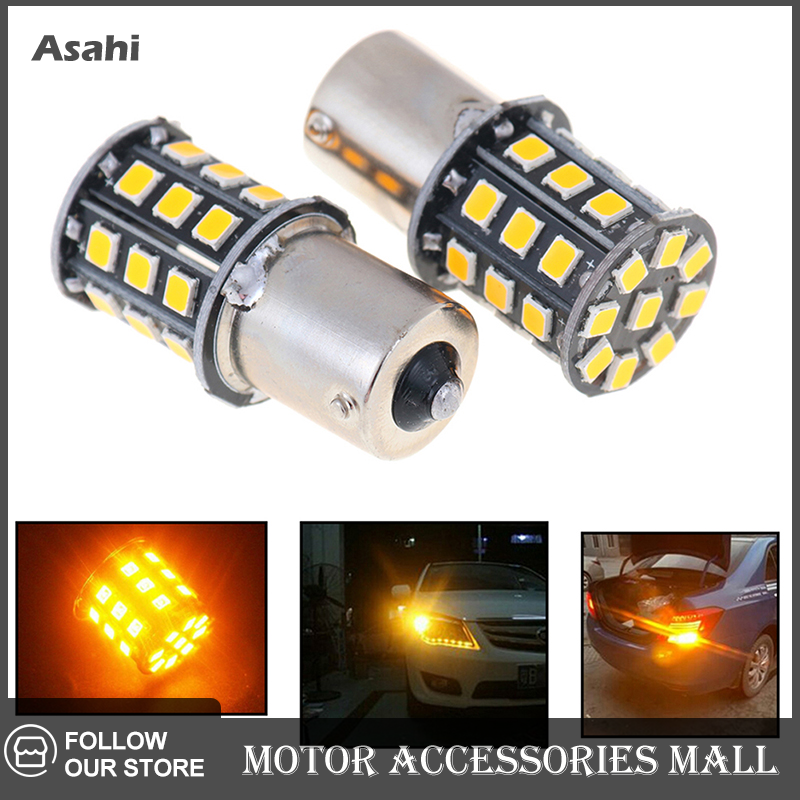 Asahi Motor 2 chiếc bóng đèn LED màu vàng BA15S 1156 33-smd 2835 đèn báo rẽ xe hơi đèn phanh