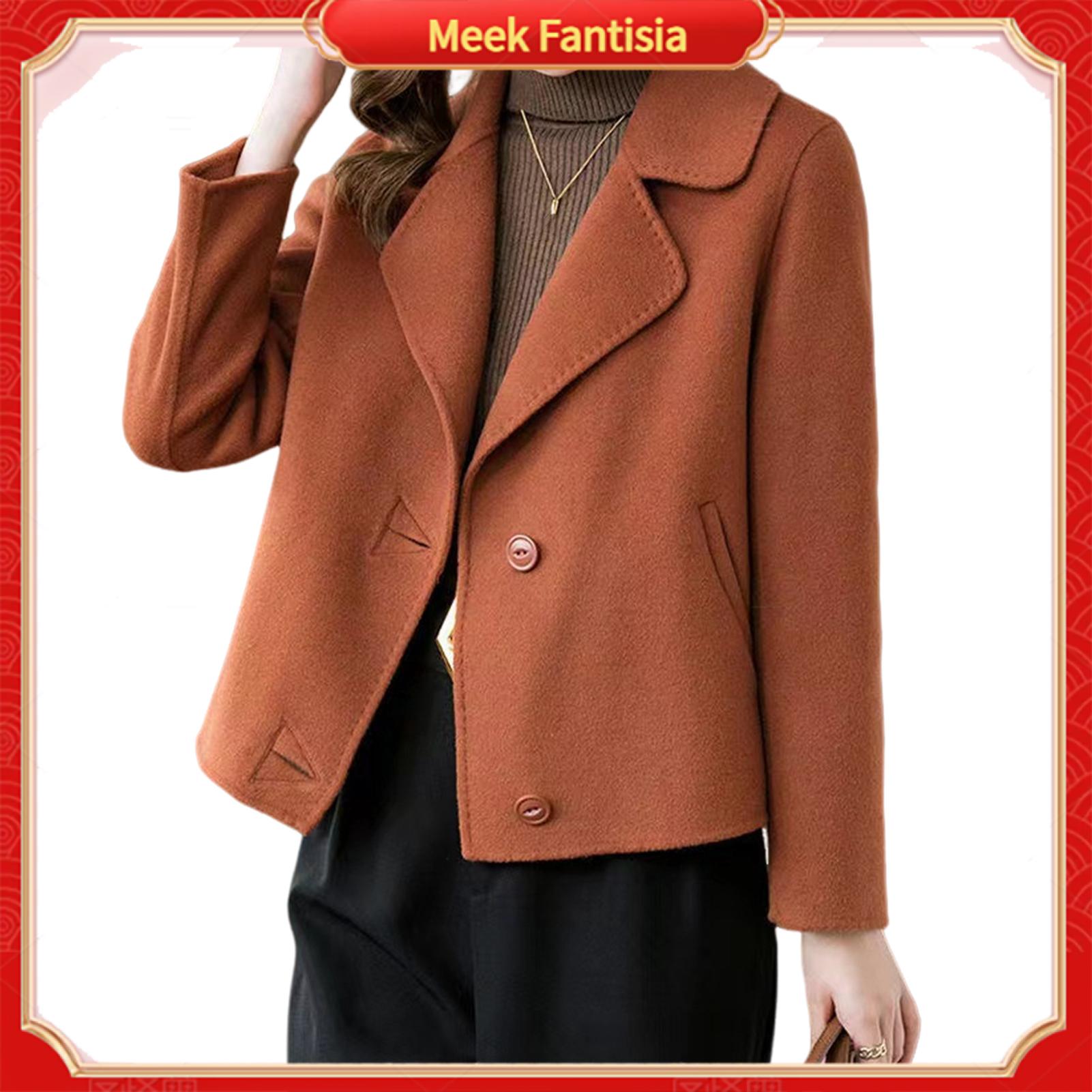 Meek fantisia Áo khoác nữ giản dị phụ nữ áo khoác đơn màu phụ nữ của áo khoác len cho Mùa Thu/thời thượng mùa đông ve áo thiết kế ấm áp thoải mái hoàn hảo cho đi lại hẹn hò