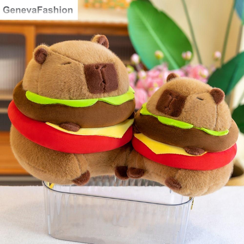 GENEVA Lông mịn Đồ chơi nhồi bông capybara Hamburger Capybara Mềm Đồ chơi nhồi bông vải nhung lông Đ