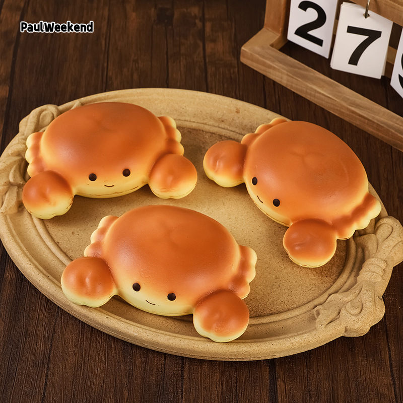 PaulWeekend Cute Crab Squishy Toy Soft PU Stress Relief Slow Rebound Simulation Plaything for Relaxation and Fun ราคา 64 บาท*ส่งฟรี