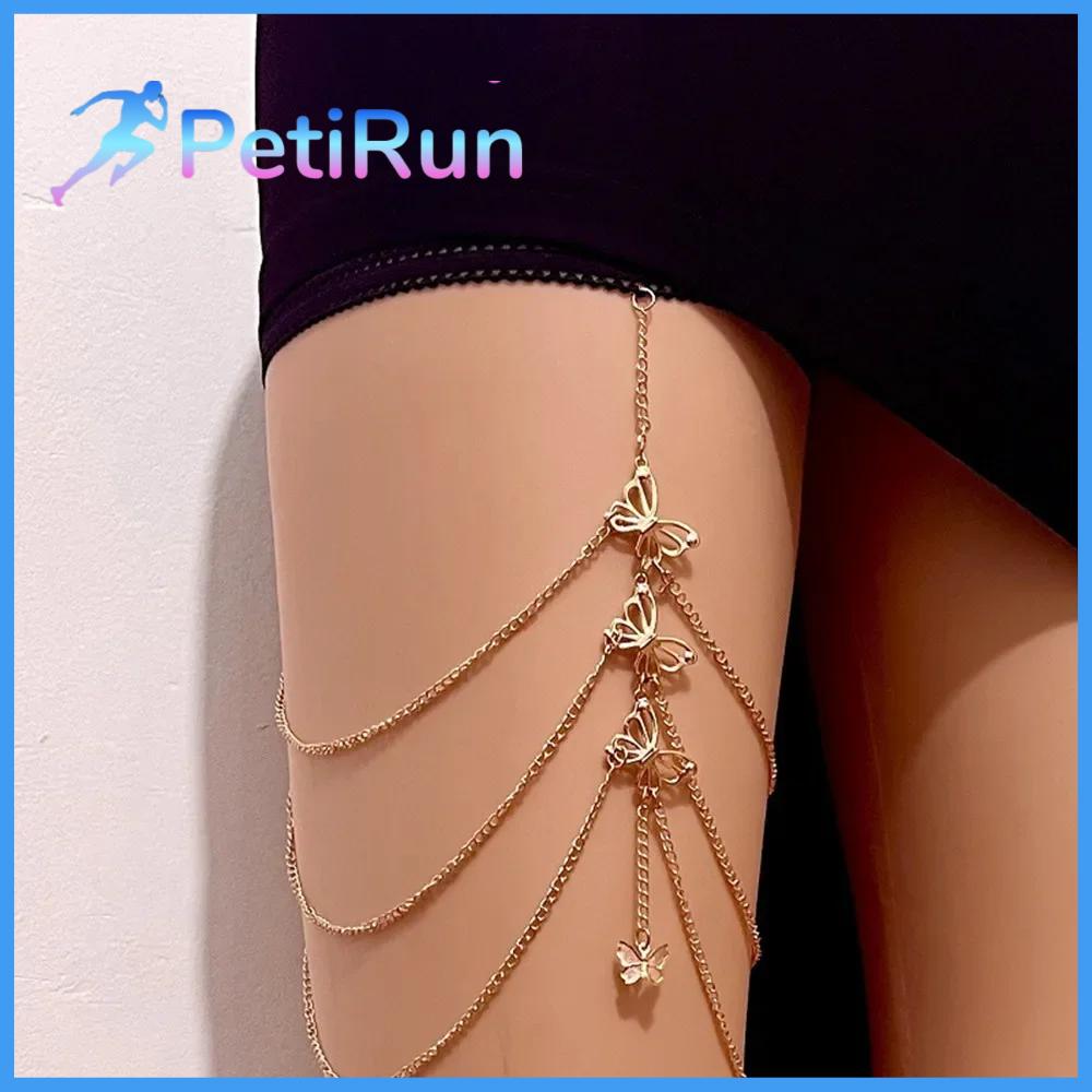 PETIRUN  Chuỗi đeo Chân Bướm Bướm Xu hướng Phụ kiện cơ thể Bikini Thời trang Đàn hồi Chuỗi đeo đùi Bãi biển