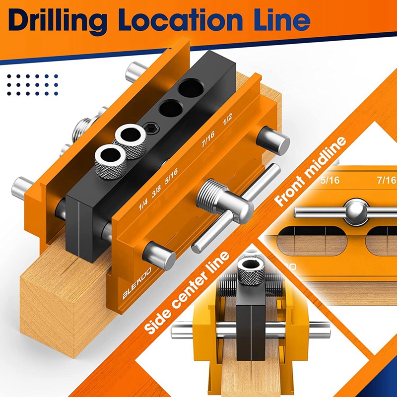 【GNL】-Self Centering Doweling Jig Kit, Drill Jig for Joiner Set, Adjustable Width Drilling Guide Power Tool Accessory