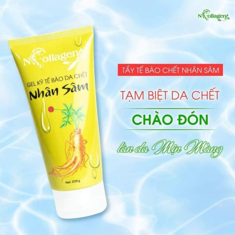 Gel Tẩy Tế Bào Chết Nhân Sâm N – COLLAGEN, Với tinh chất từ nhân sâm giúp làm sạch tế bào da chết. Mang đến cho bạn một