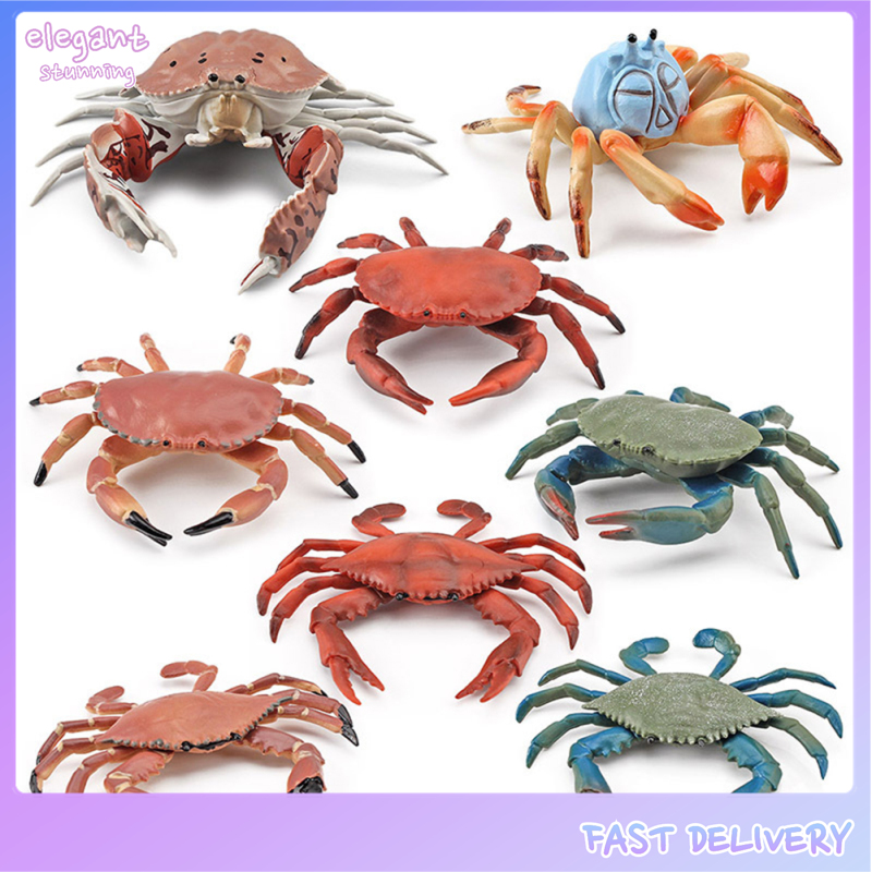 elegantstunning Simulation Ocean Animals Action Figure Cute Crab Sea Life Model Ornaments For Children Gifts Collection