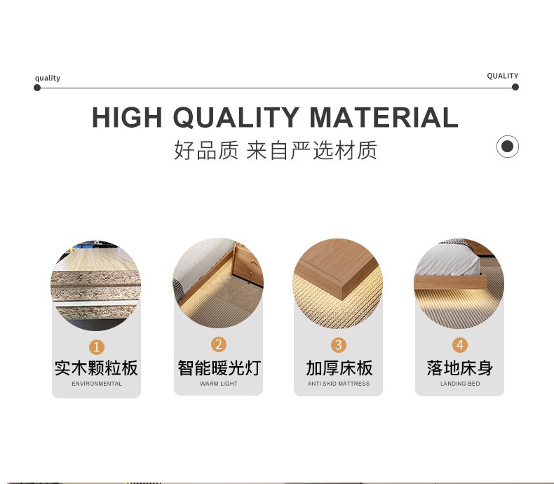 Giường treo kiểu Nhật Bản giường tatami hiện đại đơn giản không có giường đầu giường giường đôi và giường ăn sáng giường ngắn