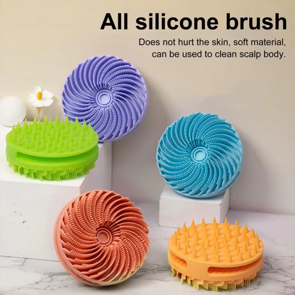 TU3Y Hai Bàn chải tắm lông mềm Massage Silicon Bàn chải tắm Di động Dọn dẹp Bàn chải gội đầu Để tẩy da chết