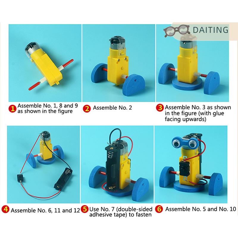DAITING 1 Bộ mô hình lắp ráp điện tự làm cho trẻ em Bộ Robot bò Ming Đồ chơi khoa học mini