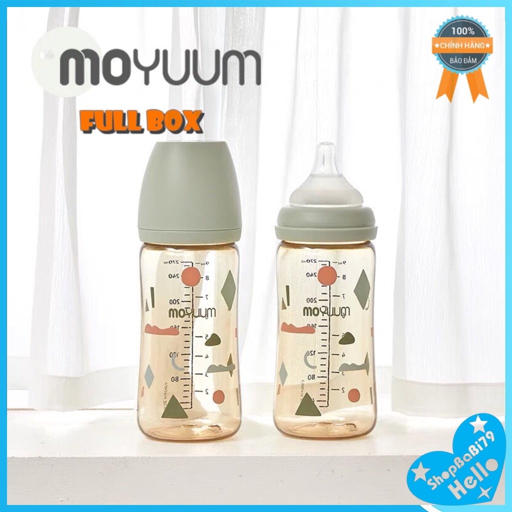 Bình sữa Moyuum Cloud, mẫu mới Limited 2021 Họa Tiết Xanh Lá