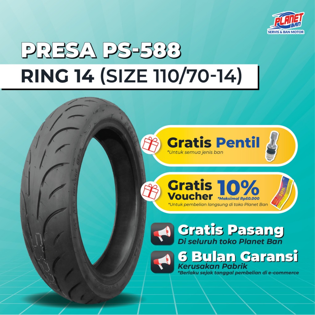 Ban Motor Ring 14 - 110/70 Presa PS-588 (Ban Motor DEPAN PCX 160, ADV 150 / 160) Harga 340,000 rupiah*Gratis Ongkir