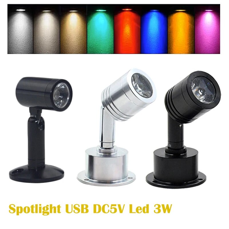 Mini Spotlight USB 5V Led 3W Jewelry Cabinet Showcase Spot Bench Lamp