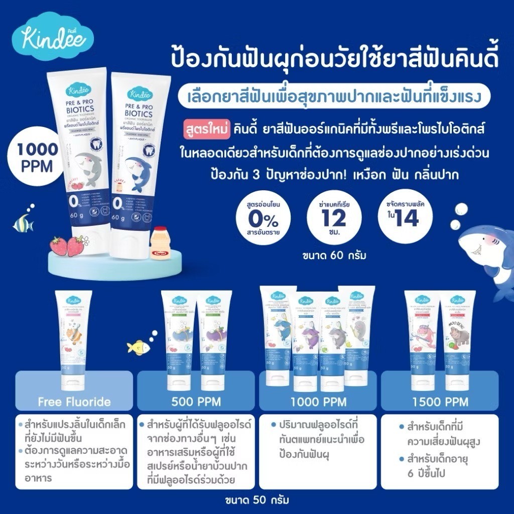 💙โปรเปิดร้านใหม่💙ยาสีฟันเด็ก Kindee คินดี้ยาสีฟันเด็ก แปรงสีฟันเด็ก ราคา 129 บาท*ส่งฟรี